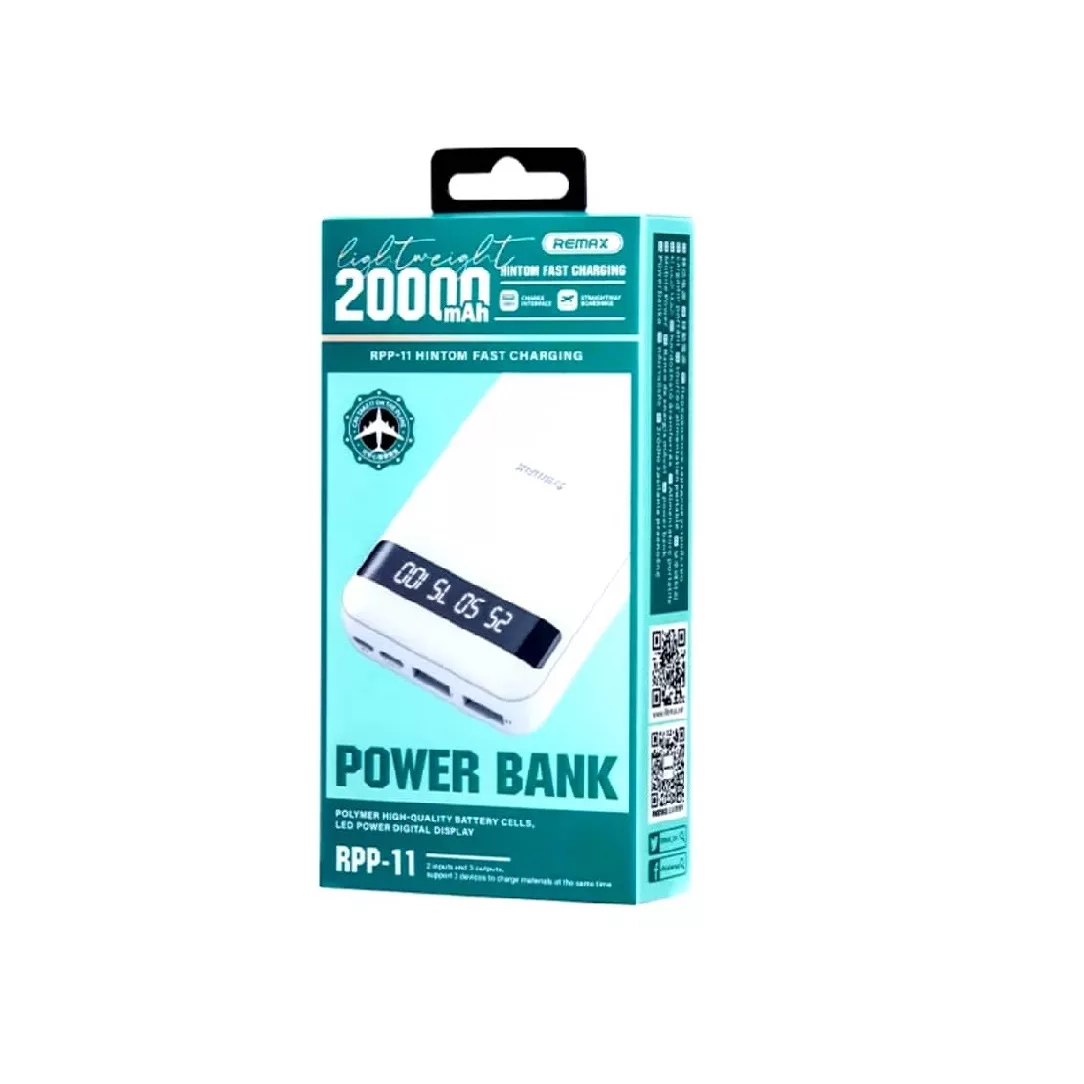 پاوربانک ریمکس مدل RPP 11 ظرفیت 20000 میلی آمپر ساعت