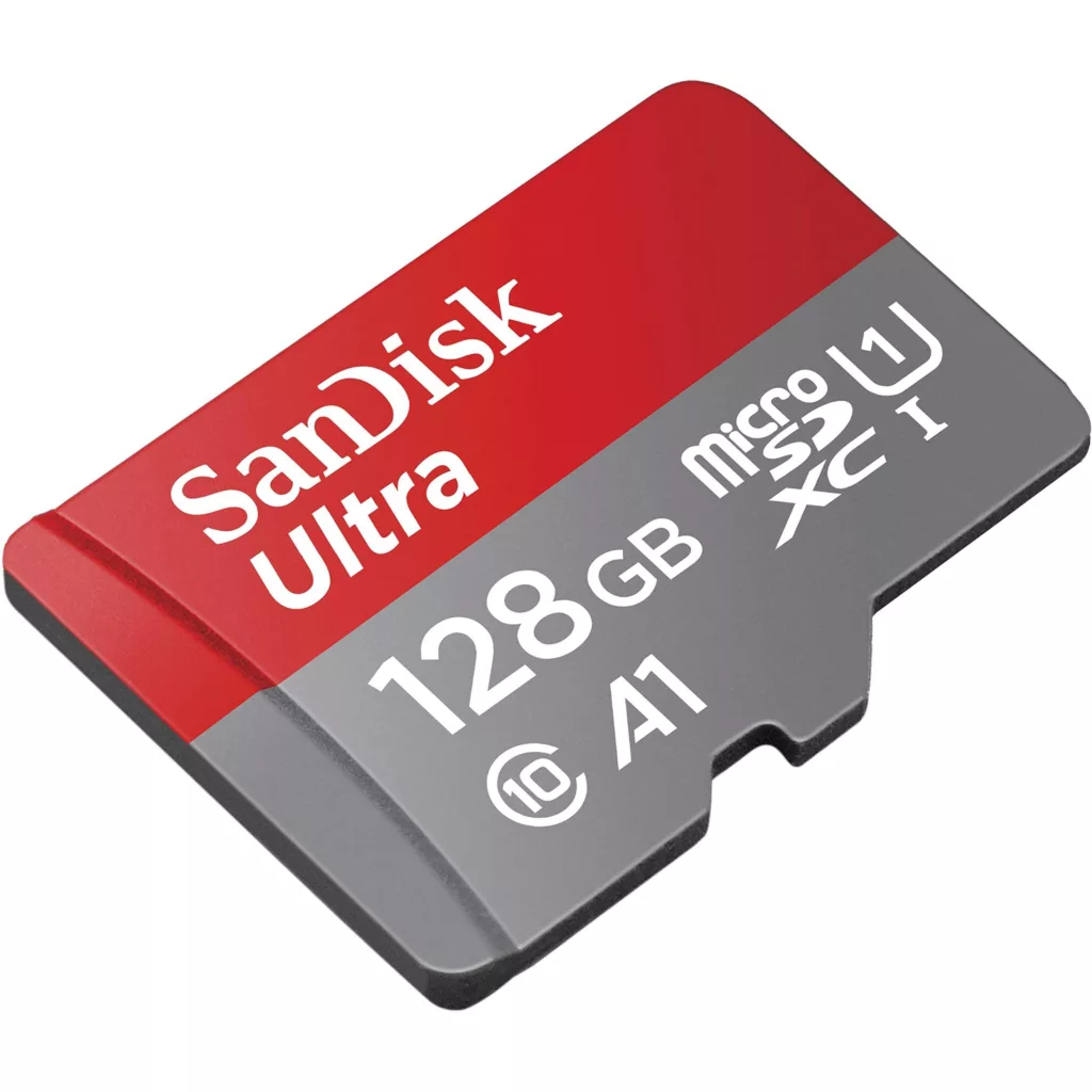 کارت حافظه microSDXC سن دیسک مدل Ultra A1 کلاس 10 استاندارد UHS-I سرعت 100MBps ظرفیت 128 گیگابایت به همراه آداپتور SD