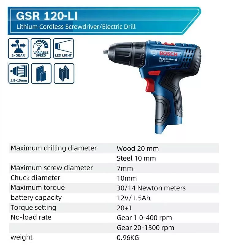 دریل پیچ گوشتی بوش مدل شارژی کد  YP-GSR 120-LI/12V