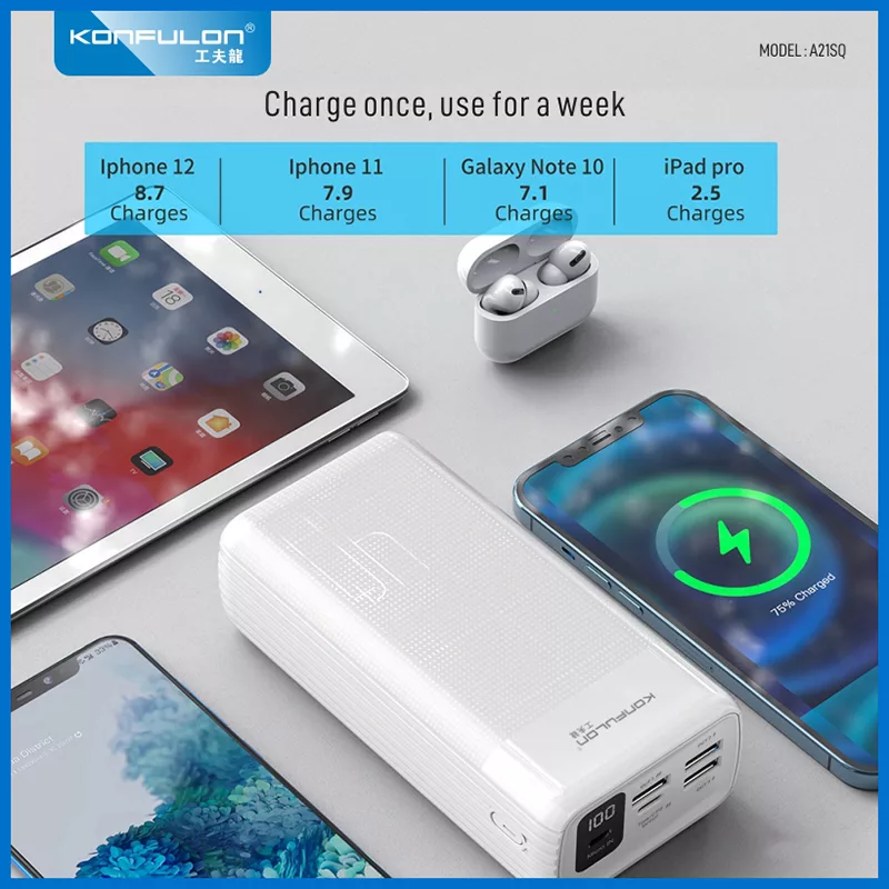 پاوربانک کانفلون مدل A21SQ ظرفیت 40000 میلی آمپر ساعت