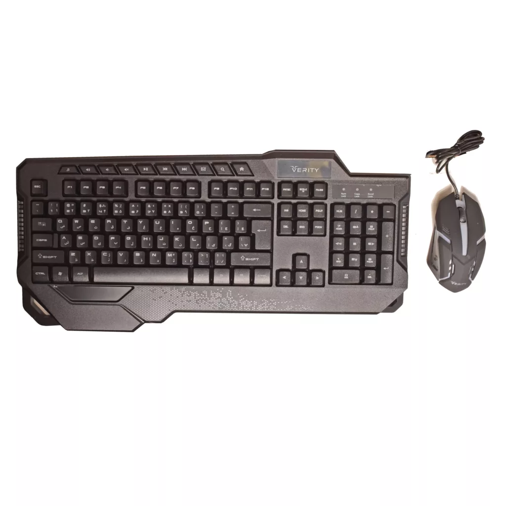 کیبورد و ماوس گیمینگ وریتی مدل V-KB6121GCW، سوییچ ممبران، Full-Size، نورپردازی LED RGB