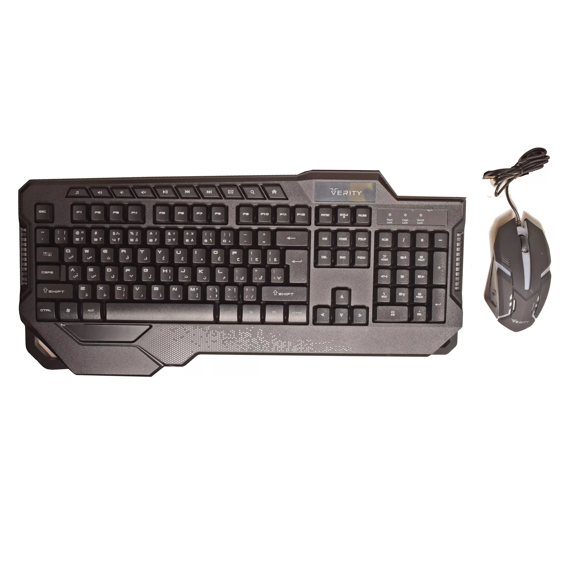 کیبورد و ماوس گیمینگ وریتی مدل V-KB6121GCW، سوییچ ممبران، Full-Size، نورپردازی LED RGB