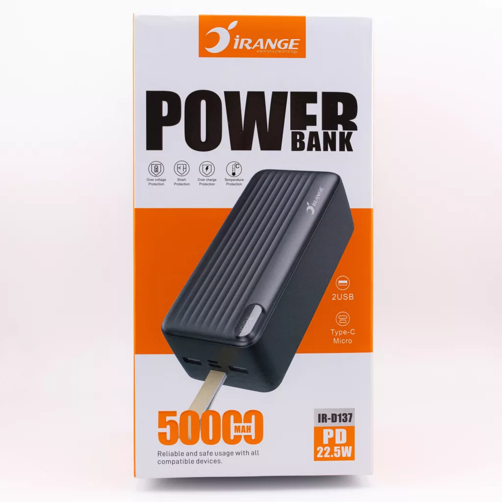 پاوربانک آیرنج مدل IR - D 137 ظرفیت 50000 میلی‌ آمپرساعت