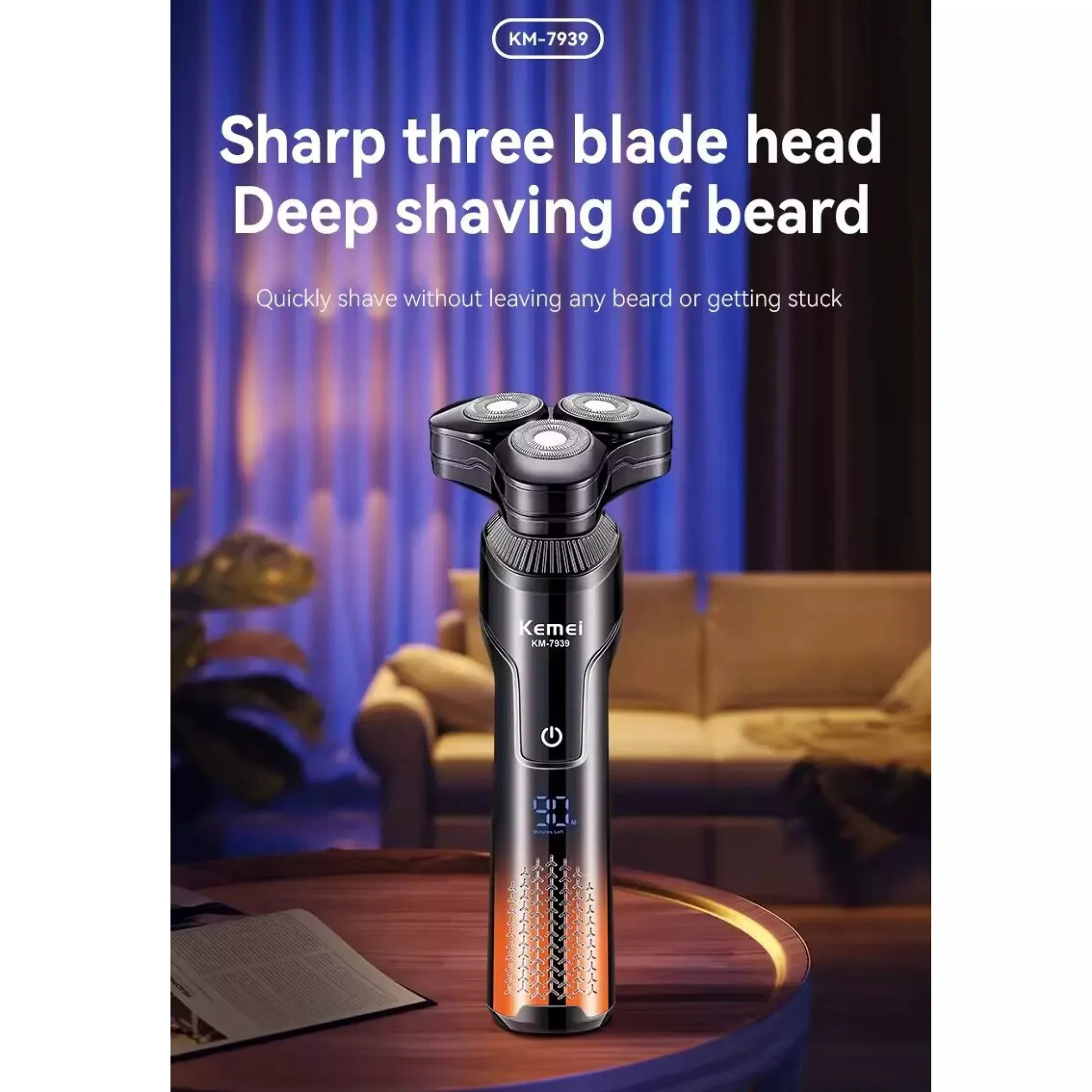 ست ماشین اصلاح موی صورت و بدن کیمی شارژی مدل KM-7939