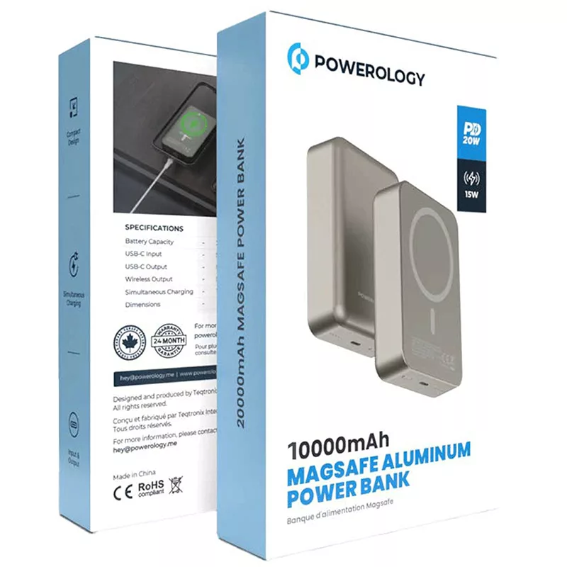 پاوربانک پاورولوجی مدل MAGSAFE ALUMINUM ظرفیت 10000 میلی آمپر ساعت