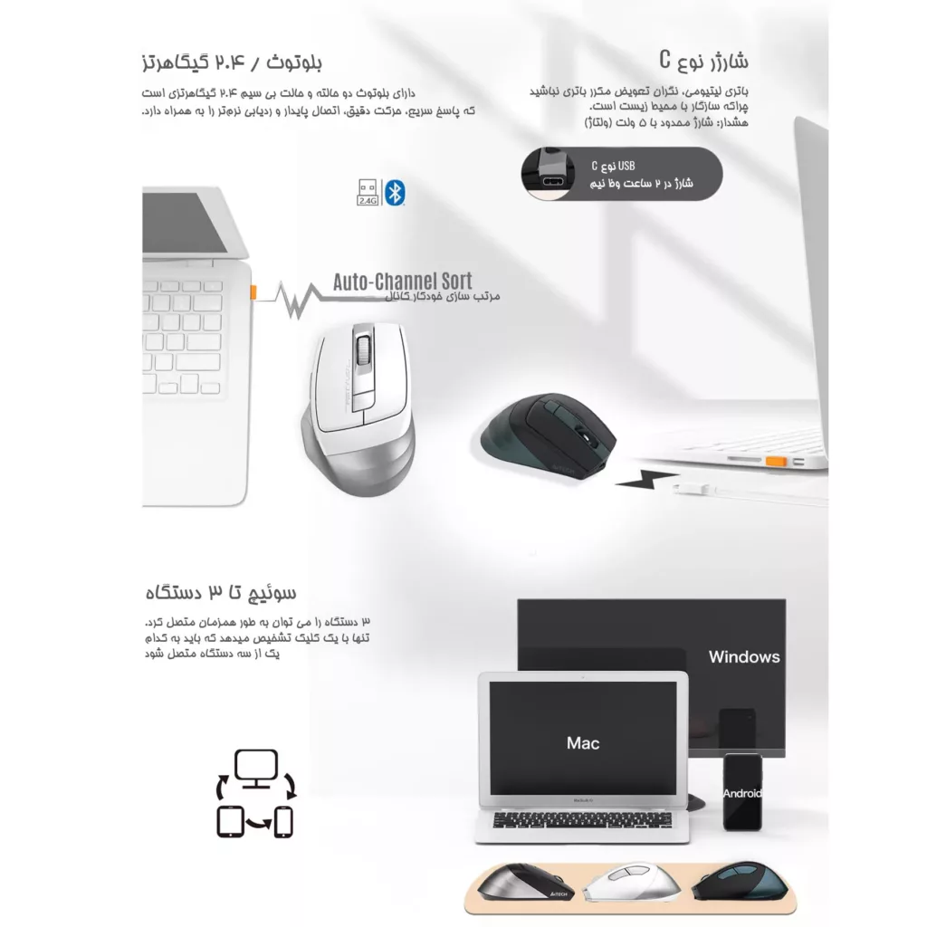 ماوس بی سیم ای فورتک مدل FB35C