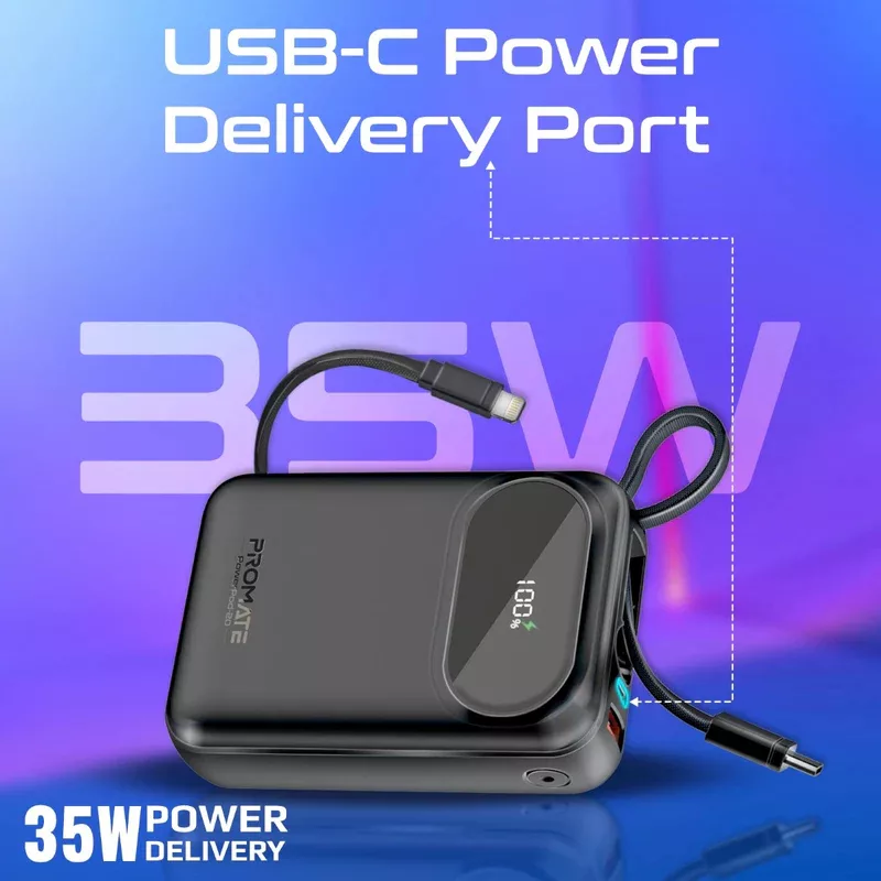 پاوربانک پرومیت مدل POWERPOD-20.BLK ظرفیت 20000 میلی‌آمپرساعت