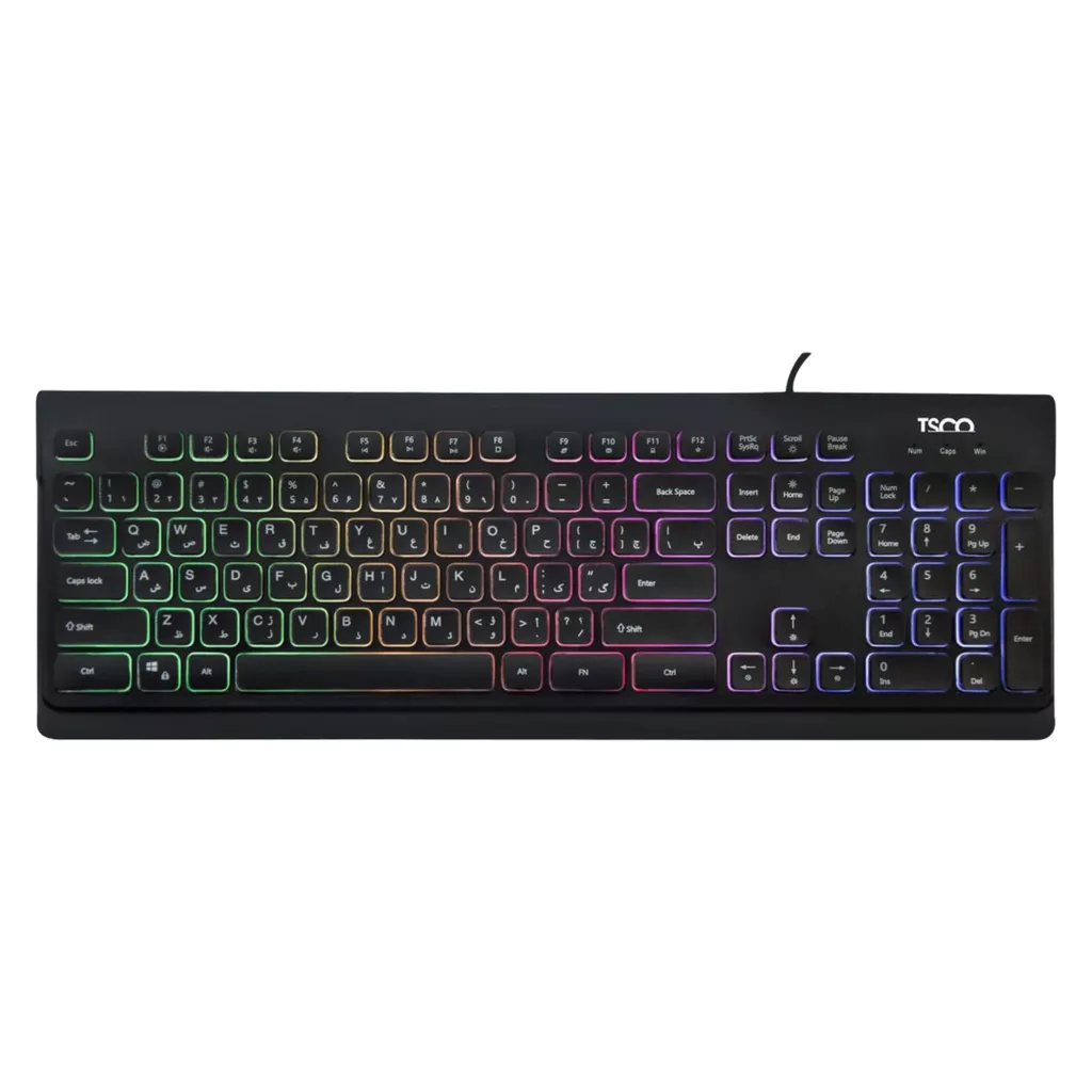 کیبورد گیمینگ تسکو مدل TK 8031، سوییچ ممبران، Full-Size، نورپردازی RGB