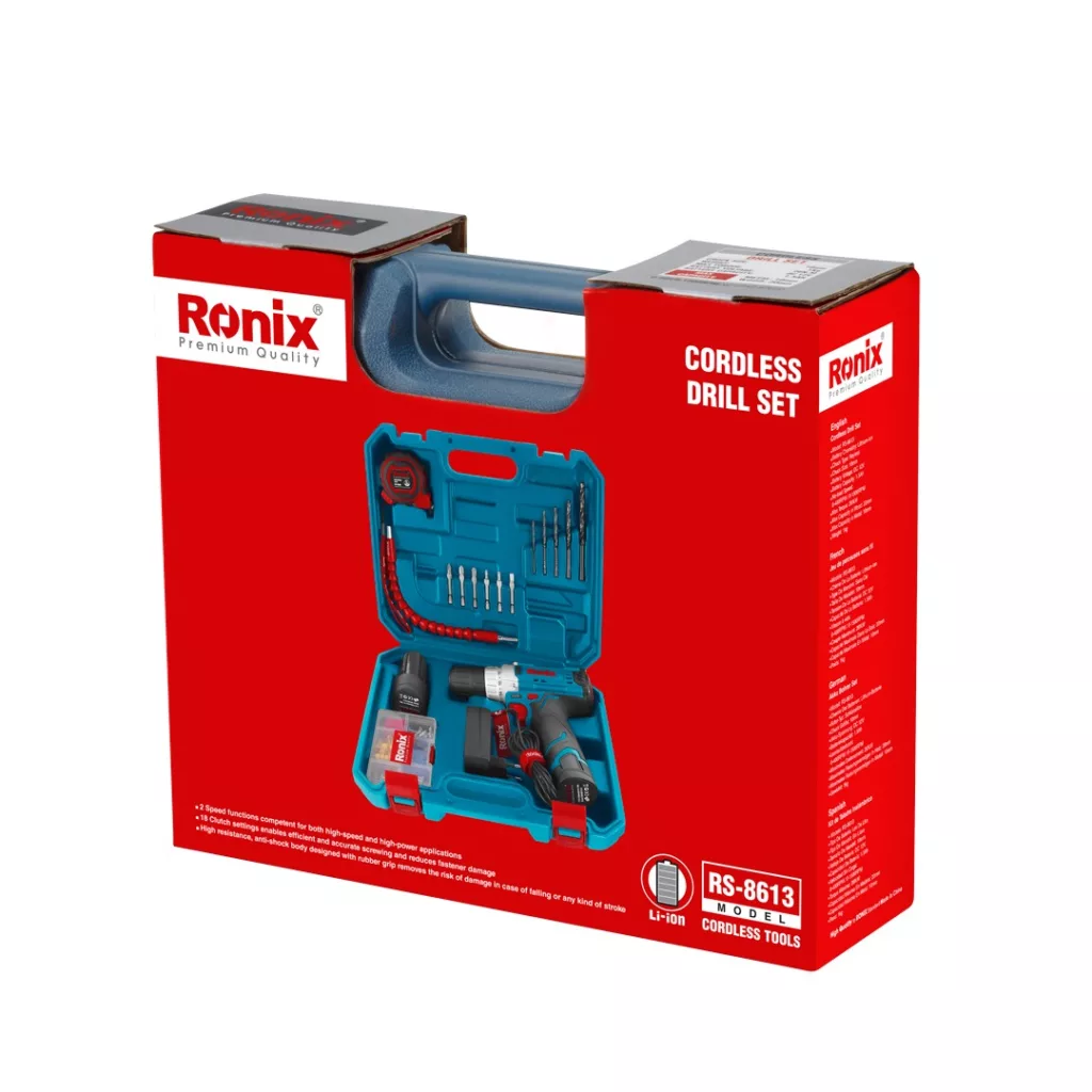 مجموعه 19 عددی دریل چکشی رونیکس مدل RS-8613