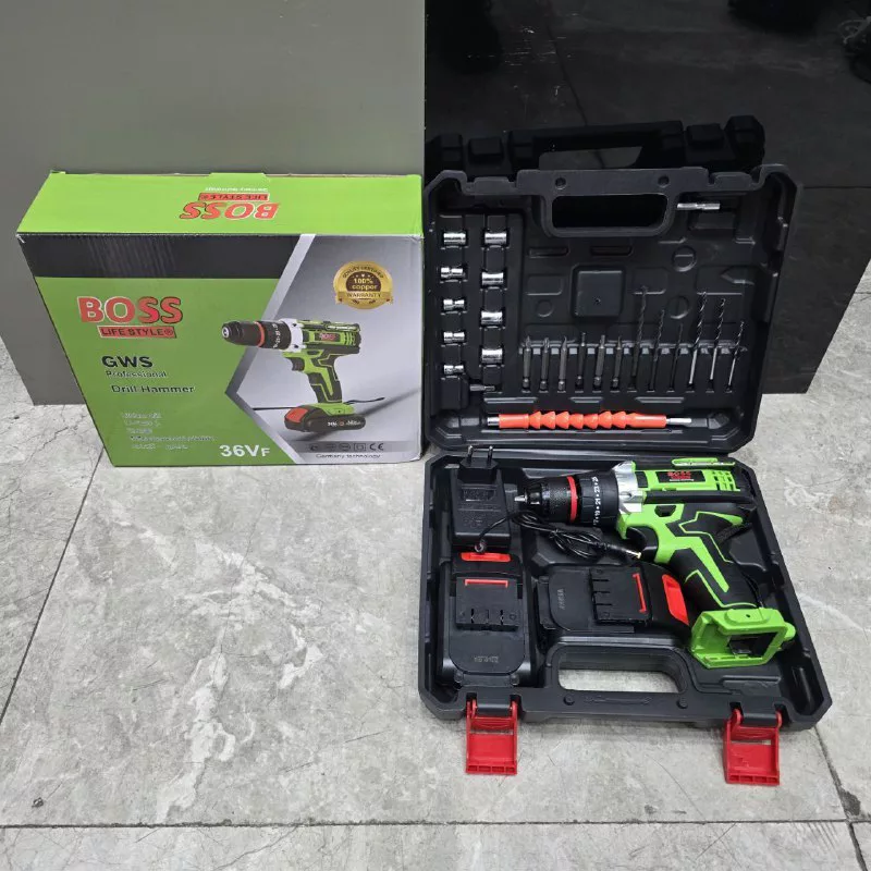 مجموعه 28 عددی دریل شارژی چکشی 36 ولت سه نظام 10 میلیمتر باس مدل Bs36v