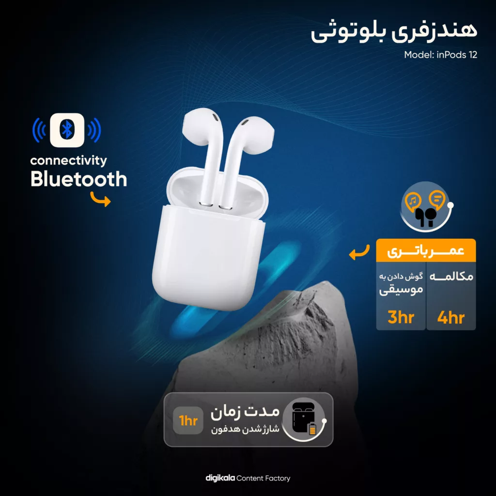 هدفون بلوتوثی مدل inPods 12