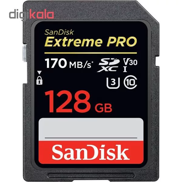 کارت حافظه SDXC سن دیسک مدل Extreme Pro V30 کلاس 10 استاندارد UHS-I U3 سرعت 170mbps ظرفیت 128 گیگابایت
