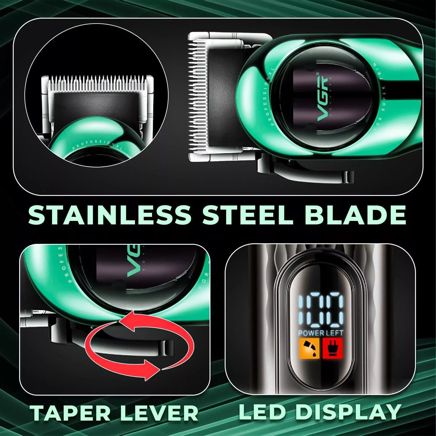 ماشین اصلاح موی سر و صورت وی جی ار مدل v-166