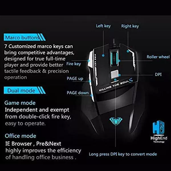 ماوس بی سیم مخصوص بازی آئولا مدل S12