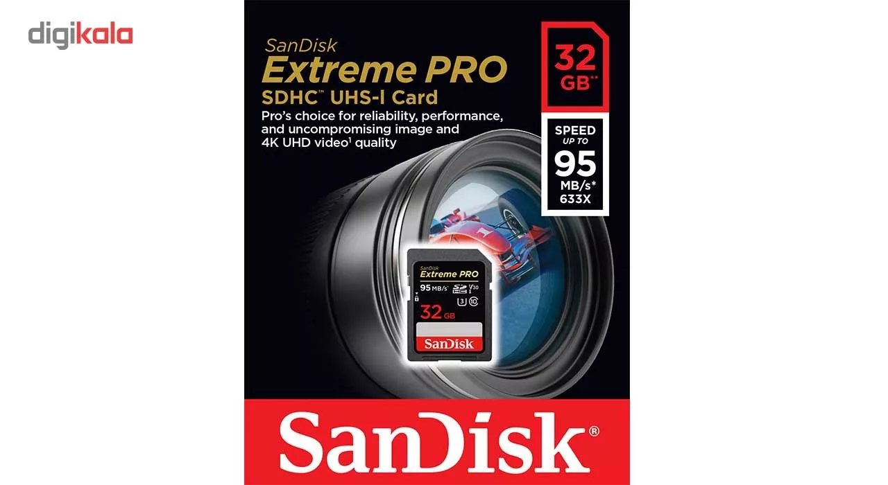 کارت حافظه SDHC سن دیسک مدل Extreme Pro V30 کلاس 10 استاندارد UHS-I U3 سرعت 633X 95MBps ظرفیت 32 گیگابایت