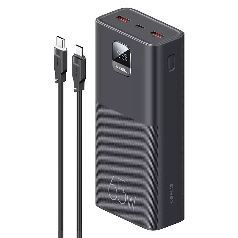پاوربانک یوسمز مدل USAMS-AT SJ567 ظرفیت 30000 میلی آمپرساعت به همراه کابل تبدیل Usb C
