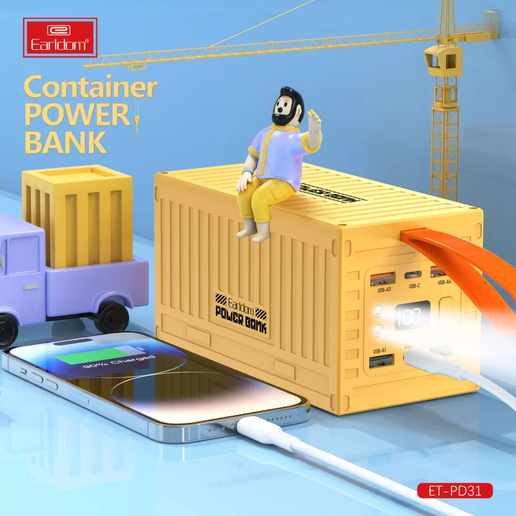 پاوربانک ارلدام مدل CONTAINER PD31 ظرفیت 60000 میلی آمپر ساعت