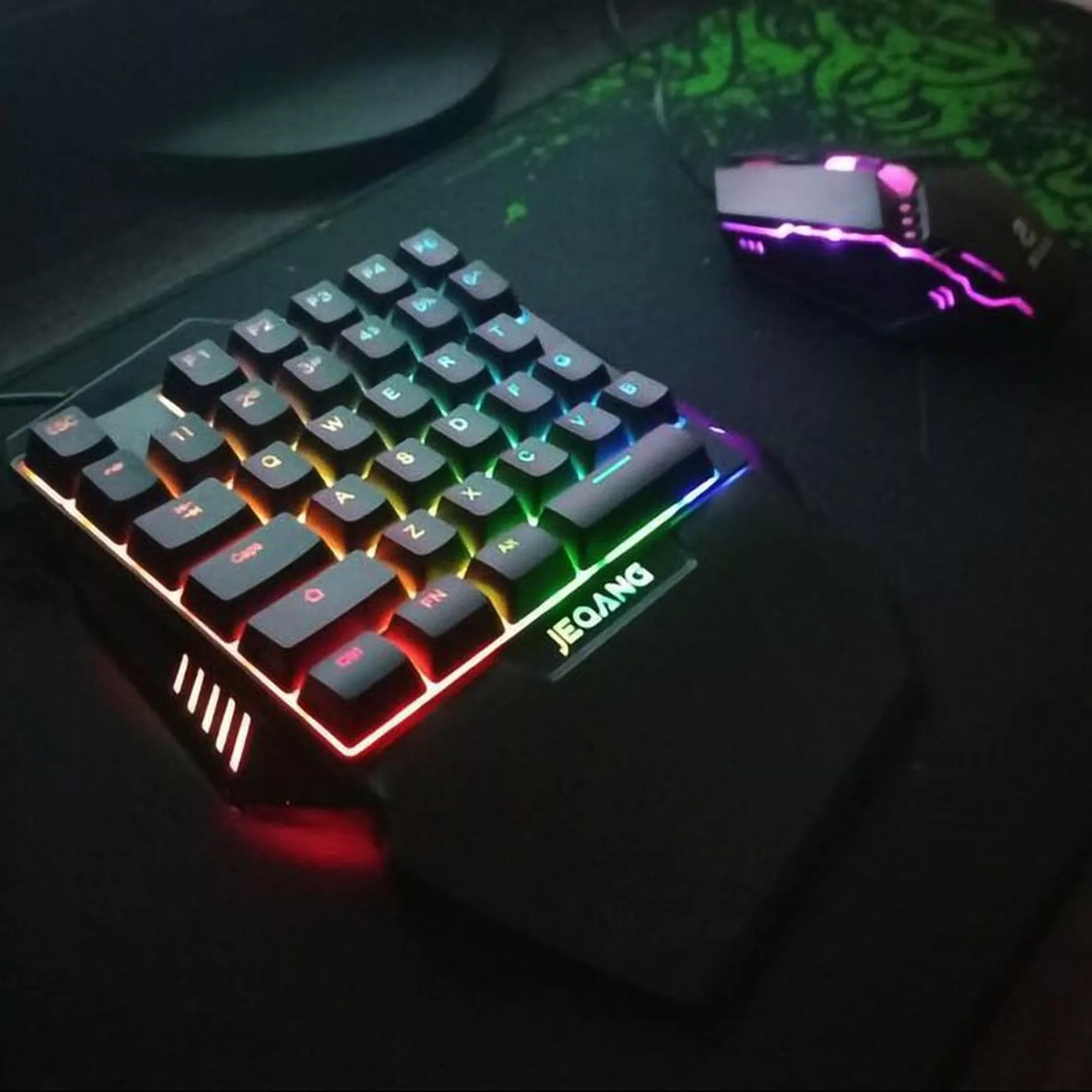 مینی کیبورد و ماوس گیمینگ جکنگ مدل JK-913، سوییچ ممبران، نورپردازی RGB LED