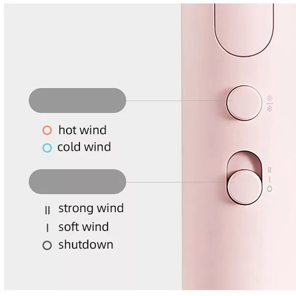 سشوار مسافرتی خانگی میجیا مدل H101، موتور AC با توان مصرفی 1600 وات، دارای قابلیت باد سرد، دارای حلقه آویختن، با حالت صاف‌کننده و حجم‌دهنده، وزن 500 گرم، تنظیم حرارت 2 حالته و کنترل سرعت 2 حالته، به همراه 1 عدد سری متمرکزکننده باریک