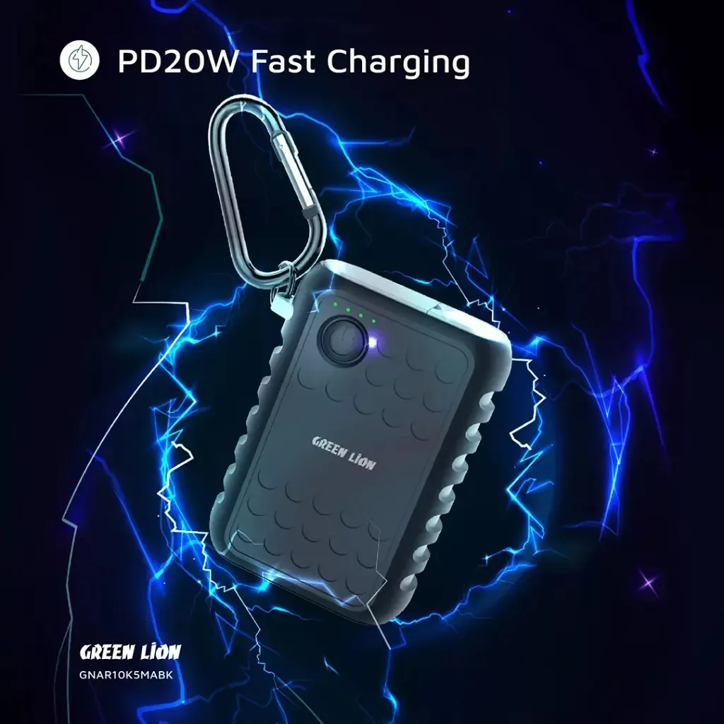 پاوربانک گرین لاین مدل GNAR10K5MABK ظرفیت 10050 میلی آمپر ساعت