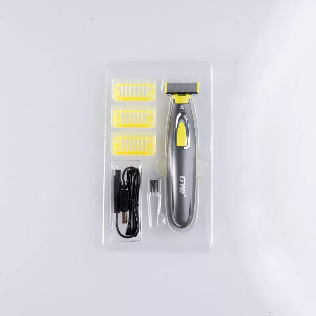 ماشین اصلاح موی صورت شارژی جی دبلیو مدل GW-9866، اصلاح به صورت صفر زن، طراحی ارگونومیک، منبع انرژی با باتری، تکنولوژی اصلاح به صورت تریمر، اندازه اصلاح 0.1 میلی‌متر، مدت زمان شارژ 480 دقیقه، دارای بدنه ضد لغزش، به همراه برس تمیزکننده و کابل شارژ USB