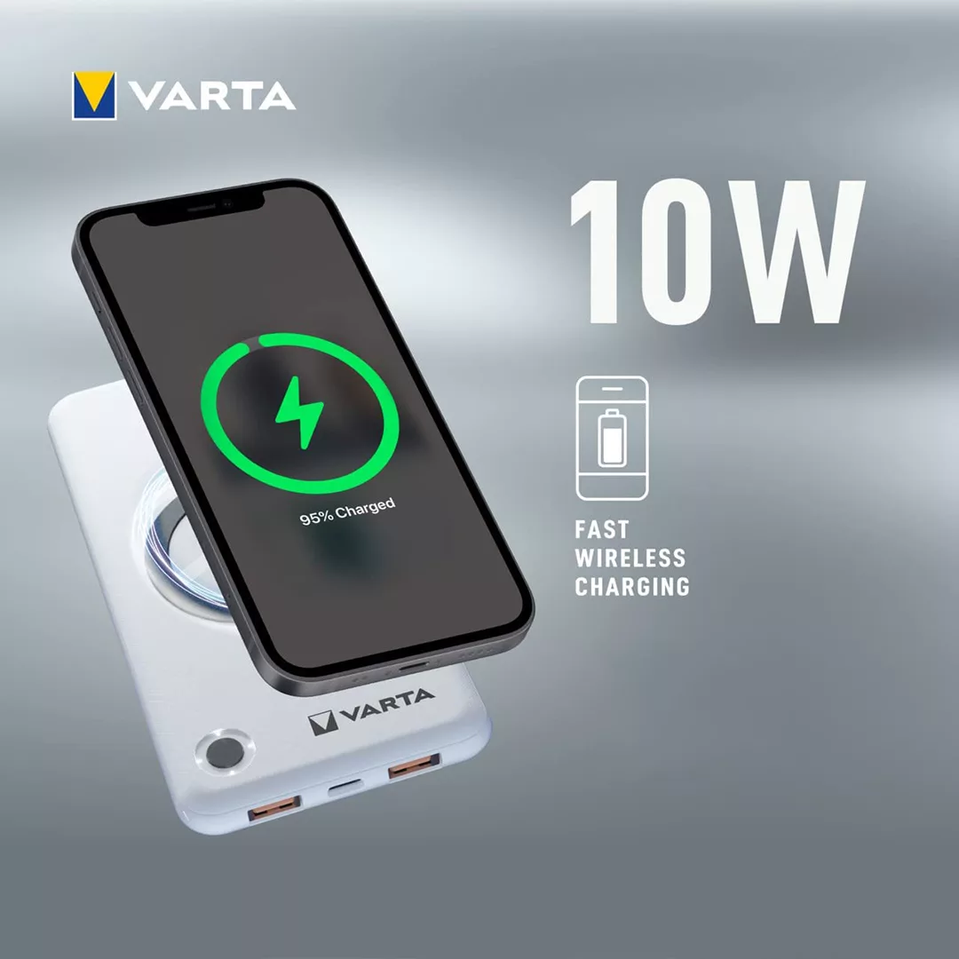 پاوربانک وارتا مدل WIRELESS POWER ظرفیت 10000 میلی آمپر ساعت
