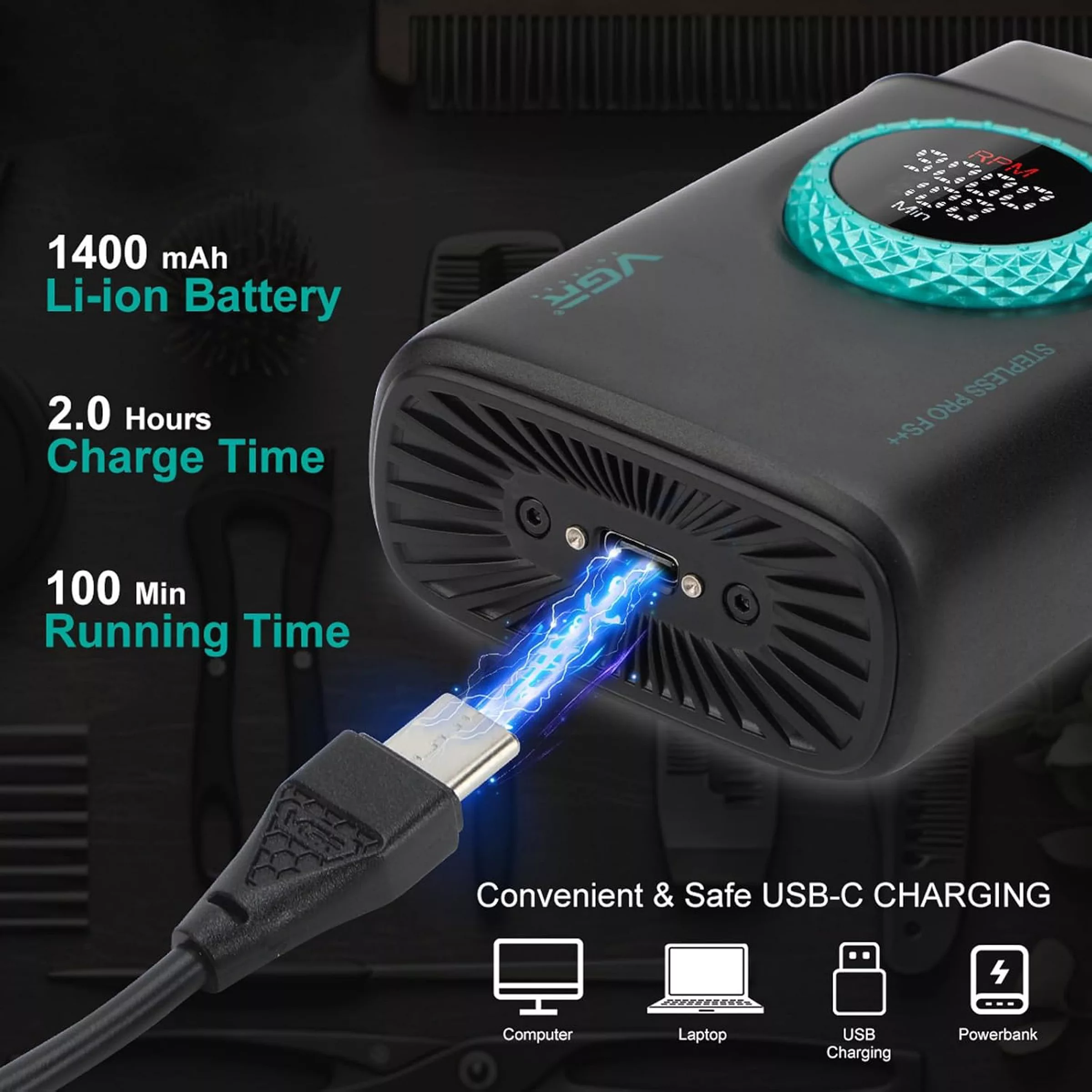 ست ماشین اصلاح موی صورت و بدن شارژی وی جی ار مدل v-378