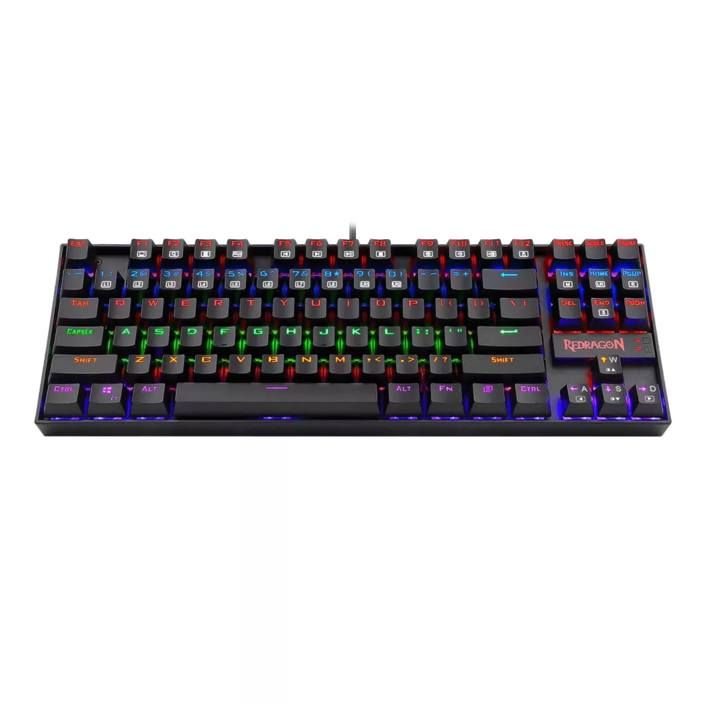 کیبورد گیمینگ ردراگون مدل K552 Kumara، سوییچ مکانیکال قرمز، Tenkeyless، نورپردازی RGB، قابلیت Anti-Ghosting