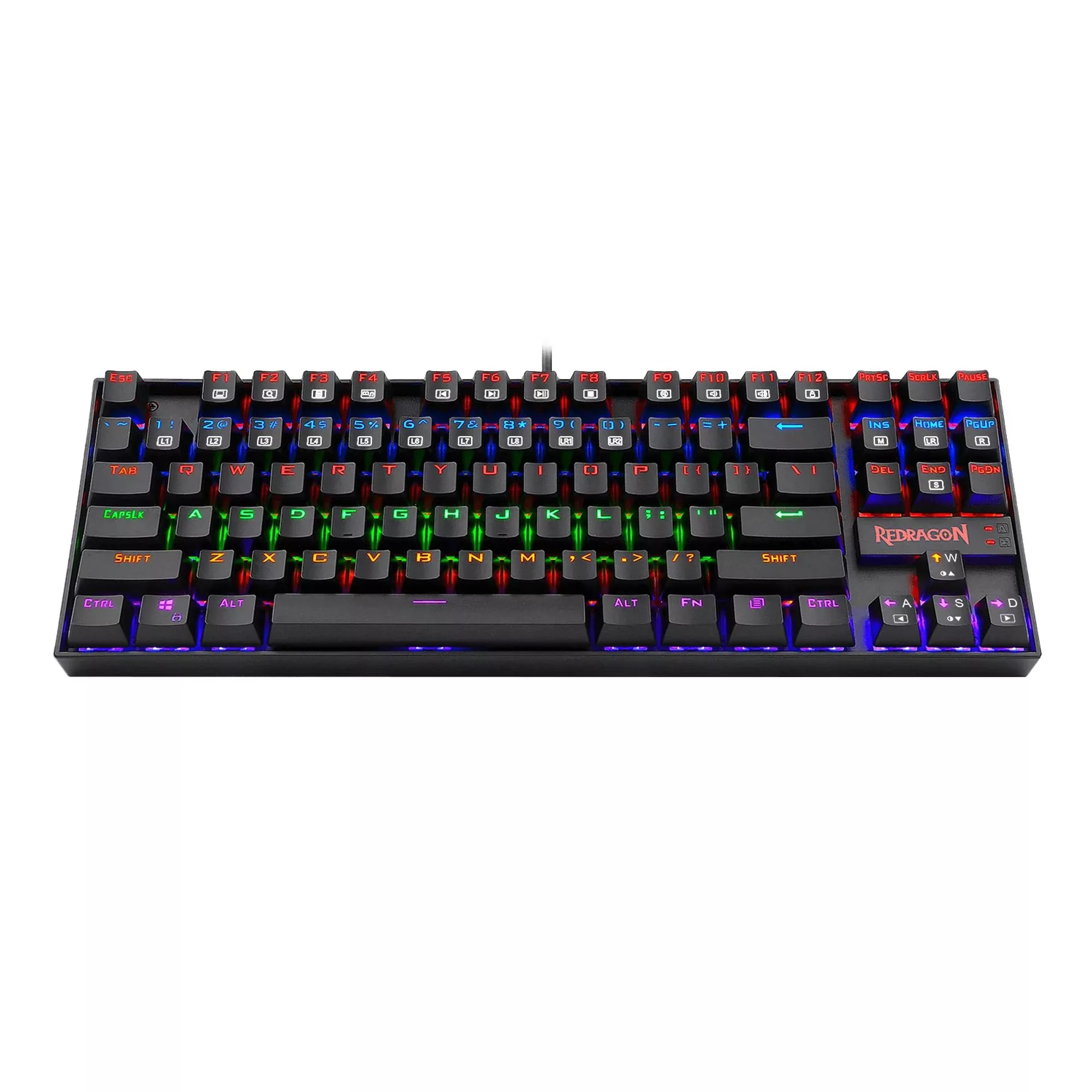 کیبورد گیمینگ ردراگون مدل K552 Kumara، سوییچ مکانیکال قرمز، Tenkeyless، نورپردازی RGB، قابلیت Anti-Ghosting