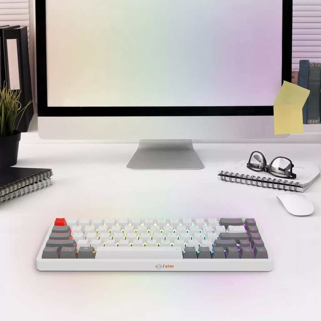 کیبورد گیمینگ فاطر مدل KCR-8000B، مکانیکال سوییچ قرمز، Tenkeyless، نورپردازی RGB