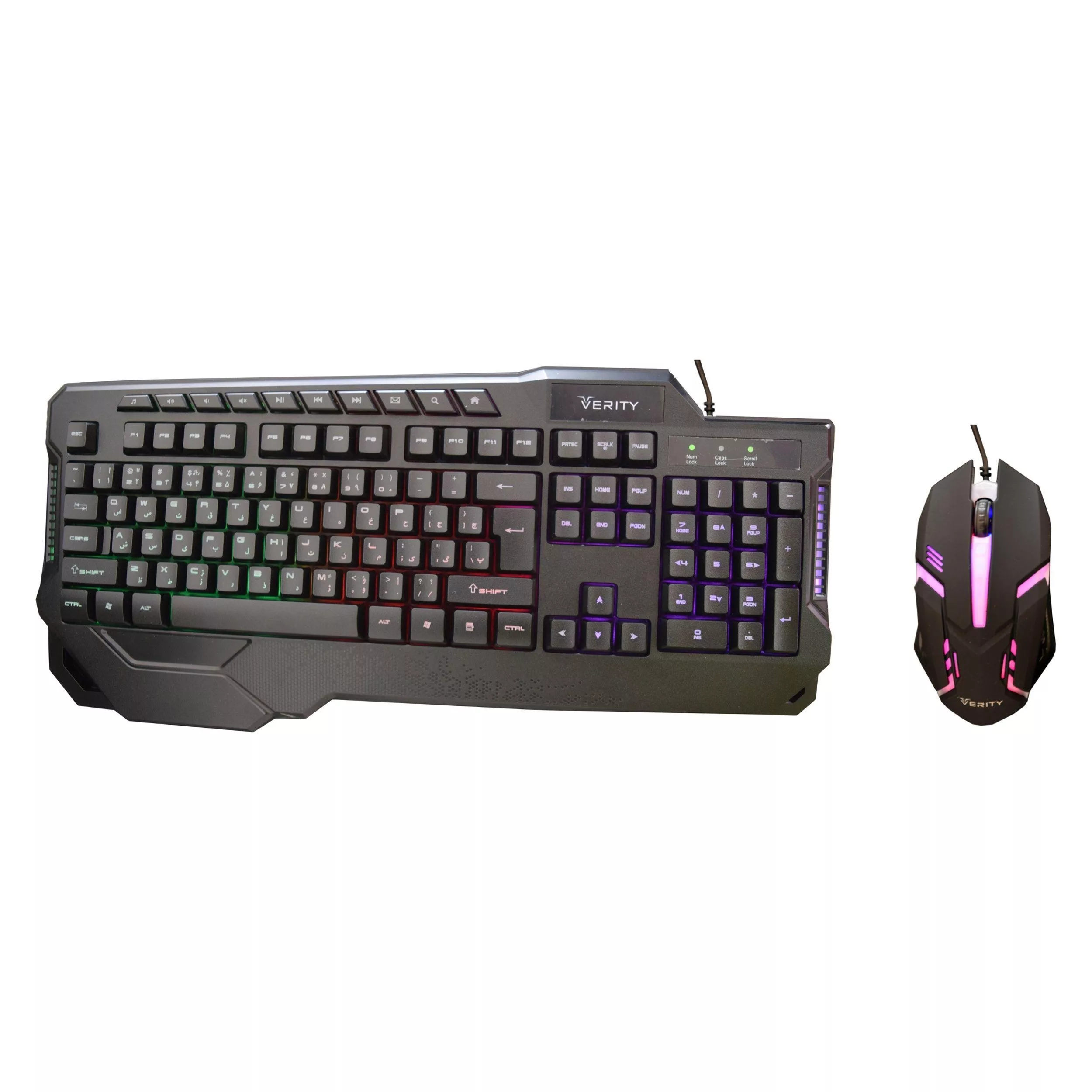 کیبورد و ماوس گیمینگ وریتی مدل V-KB6121GCW، سوییچ ممبران، Full-Size، نورپردازی LED RGB کیبورد و ماوس گیمینگ وریتی مدل V-KB6121GCW، سوییچ ممبران، Full-Size، نورپردازی LED RGB