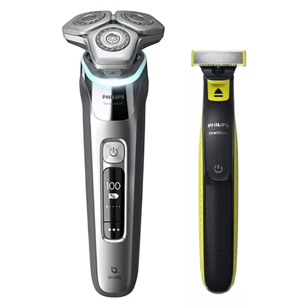 ماشین اصلاح موی صورت و بدن فیلیپس مدل S9985plus به‌همراه خط زن، اصلاح به صورت صفر زن، استفاده به صورت خشک و مرطوب، ضد آب، منبع انرژی باتری، تکنولوژی اصلاح به صورت برش چرخشی، به‌همراه کیف