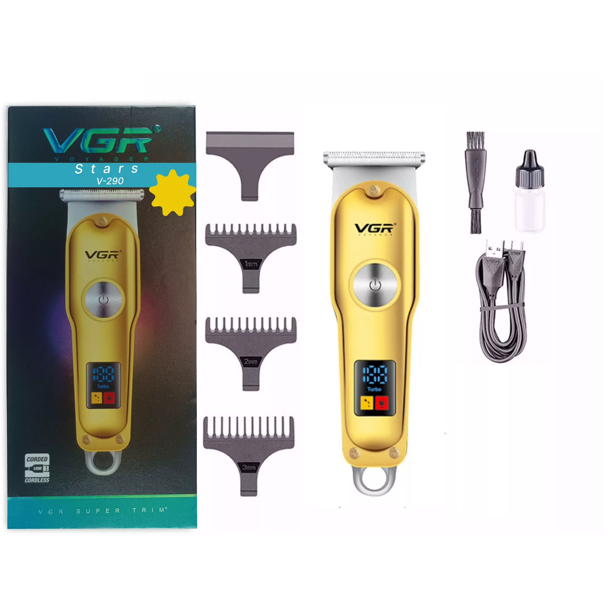 ماشین اصلاح موی سر و صورت شارژی وی جی ار مدل v-290- stars