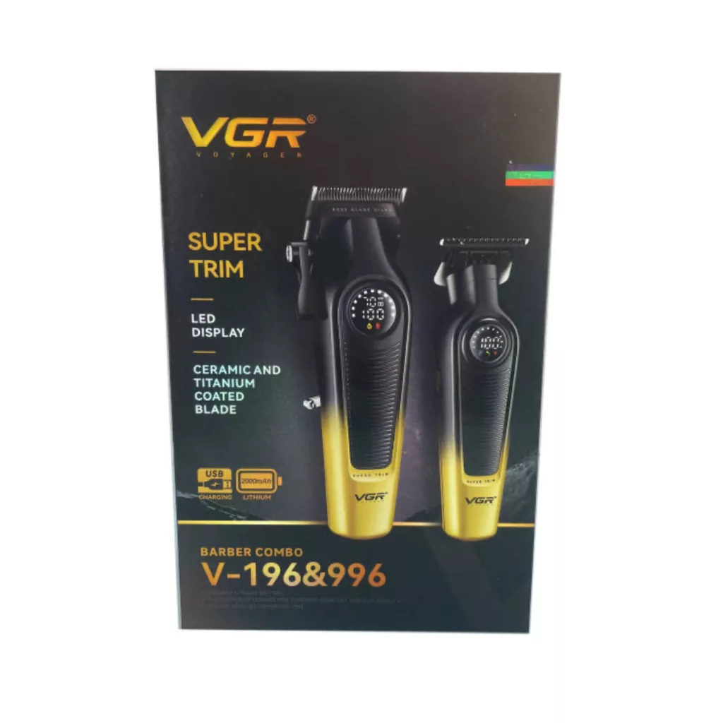 ماشین اصلاح موی سر و صورت شارژی وی جی ار مدل V-196&996 مجموعه دو عددی