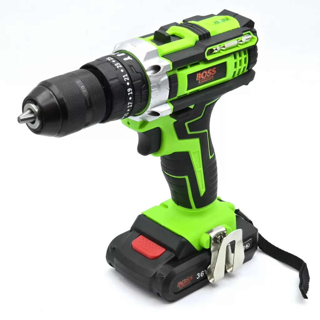 دریل پیچ گوشتی شارژی چکشی باس مدل 36V مجموعه 28 عددی