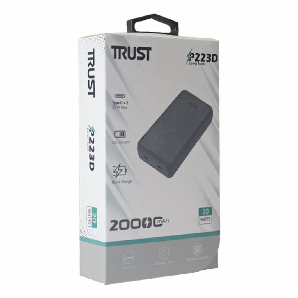 پاوربانک تراست مدل P223D ظرفیت 20000 میلی آمپر ساعت
