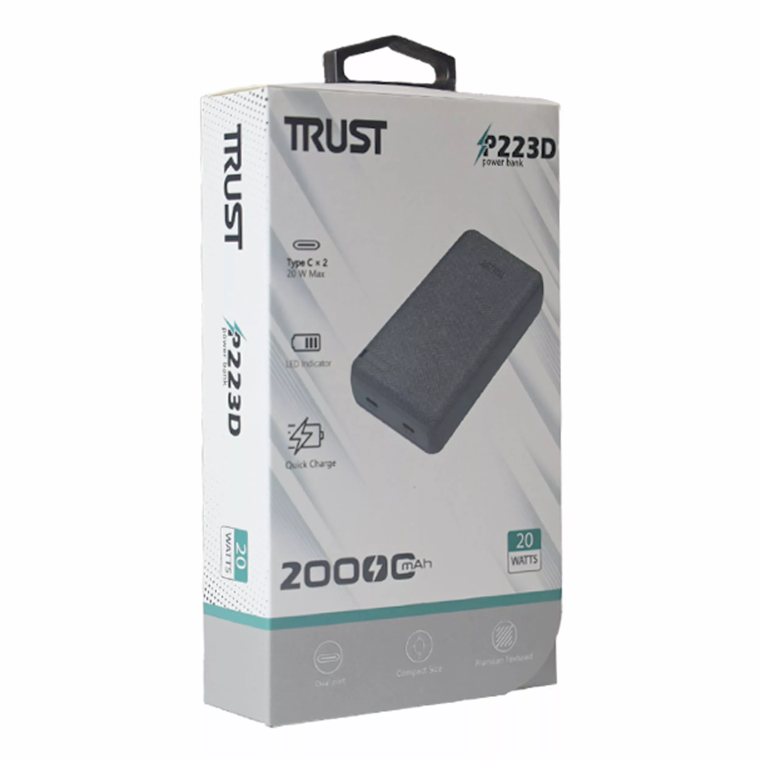 پاوربانک تراست مدل P223D ظرفیت 20000 میلی آمپر ساعت