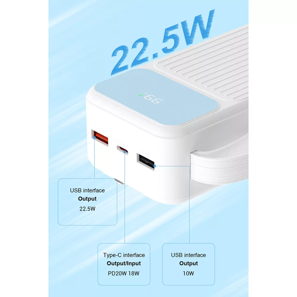 پاوربانک پی زد ایکس مدل V31 Fast Charge 22.5W Cabled ظرفیت 30000 میلی آمپر ساعت