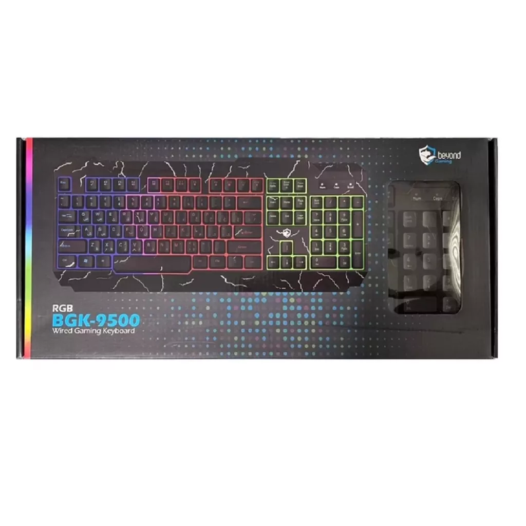 کیبورد مخصوص بازی بیاند مدل BGK-9500، سوییچ ممبران ، Full Size، نورپردازی LED RGB