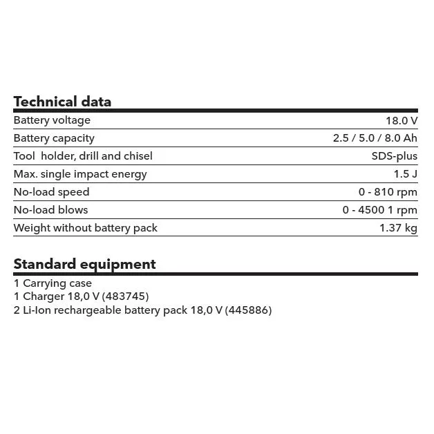 دریل بتن کن شارژی فلکس مدل FHE 1-16 18.0-EC TC 2.5/ Set