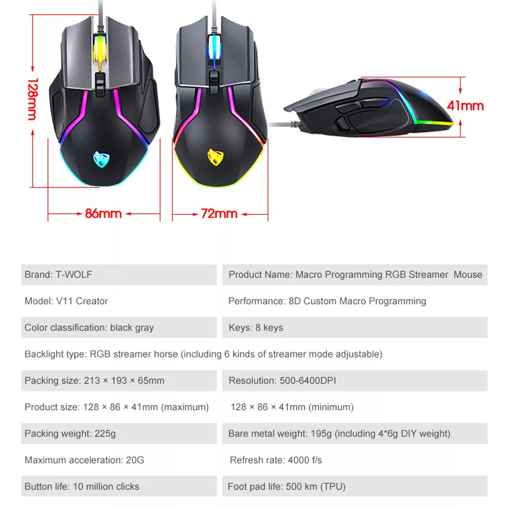 ماوس مخصوص بازی تیولف مدل V11