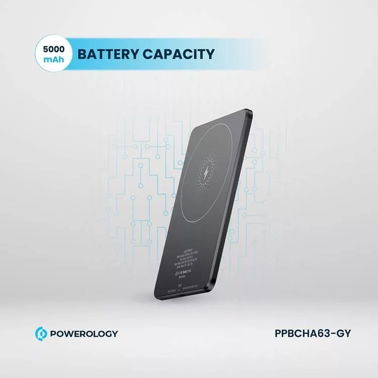 پاوربانک بی سیم پاورولوجی مدل PPBCHA63 ظرفیت 5000 میلی آمپر ساعت