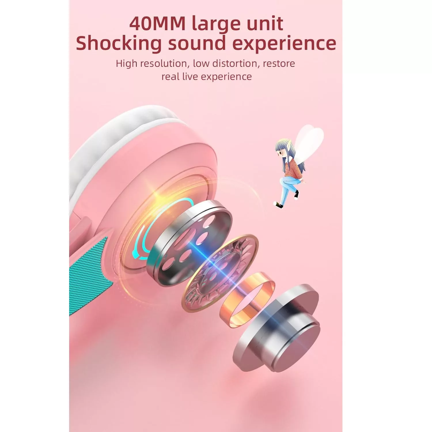 هدست بلوتوثی طرح گربه ای مدل RGB YK-070