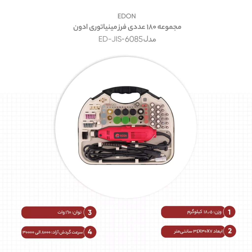 مجموعه 180 عددی فرز مینیاتوری ادون مدل ED-JIS-6085