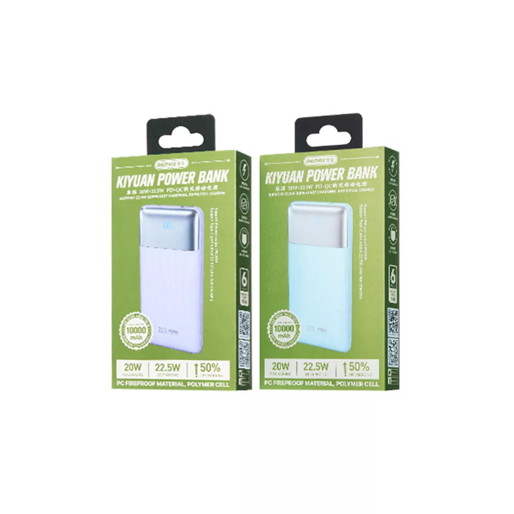 پاوربانک ریمکس مدل Fast Charge 22.5W Kiyuan ظرفیت 10000 میلی آمپر ساعت