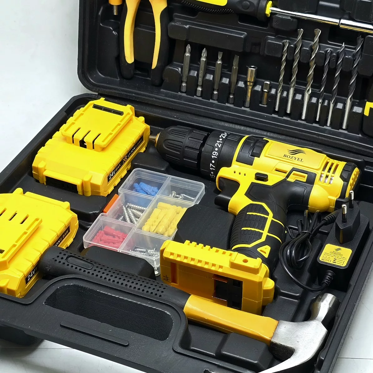 مجموعه 96 عددی دریل پیچ گوشتی شارژی چکشی بوزیل مدل 24V