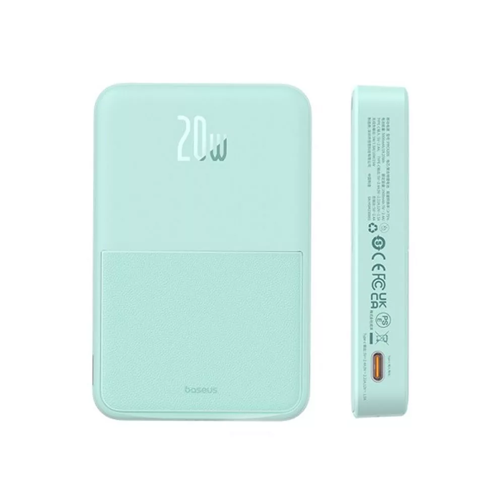 پاوربانک بی‌سیم 20 وات بیسوس مدل MagPro Magnetic Bracket 20w با ظرفیت 5000 میلی آمپر ساعت به همراه کابل USB-C به USB-C