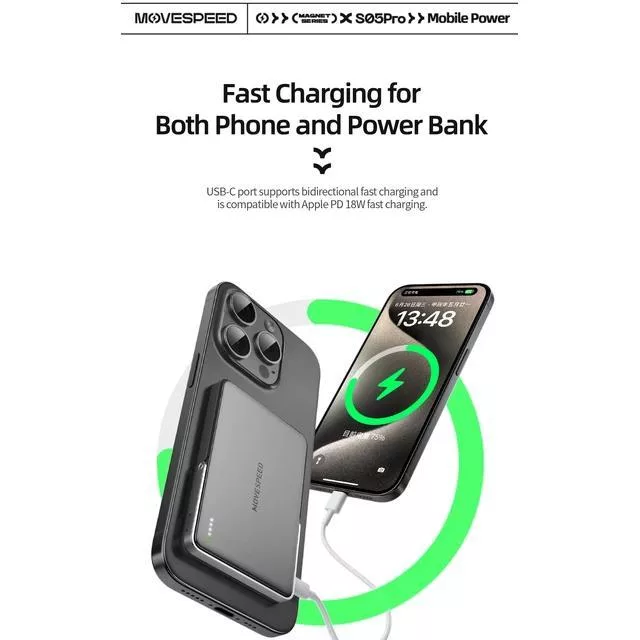 پاوربانک موو اسپید مدل s05pro ظرفیت 5000 میلی آمپر ساعت