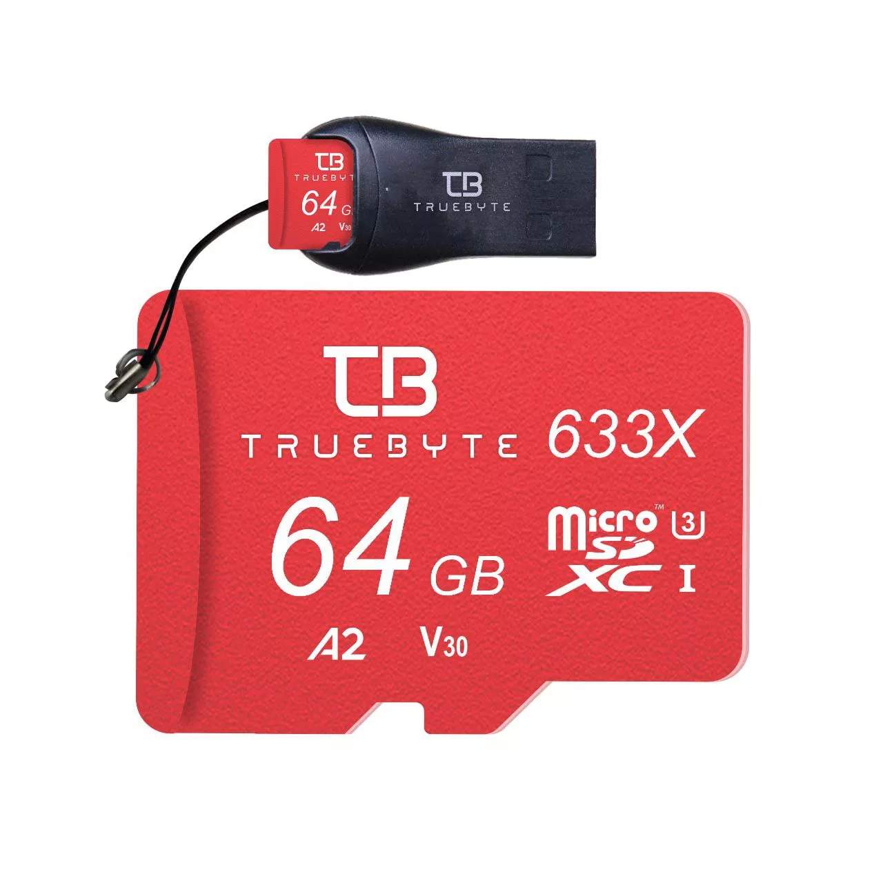 کارت حافظه microSD XC تروبایت مدل 633X-A2-V30 کلاس 10 استاندارد UHS-I U3 سرعت 95MBps ظرفیت 64 گیگابایت به همراه کارتخوان کارت حافظه microSD XC تروبایت مدل 633X-A2-V30 کلاس 10 استاندارد UHS-I U3 سرعت 95MBps ظرفیت 64 گیگابایت به همراه کارتخوان