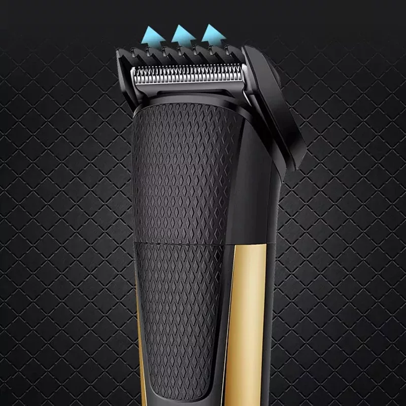 ماشین اصلاح موی سر و صورت کیمی مدل KM-6552، اصلاح به صورت خط زن، نمایش وضعیت باتری، منبع انرژی با باتری، تکنولوژی اصلاح به صورت برش مستقیم، اندازه اصلاح 0.5 تا 12 میلی‌متر، مدت زمان شارژ 120 دقیقه و مدت زمان استفاده پس از شارژ 90 دقیقه، به همراه برس